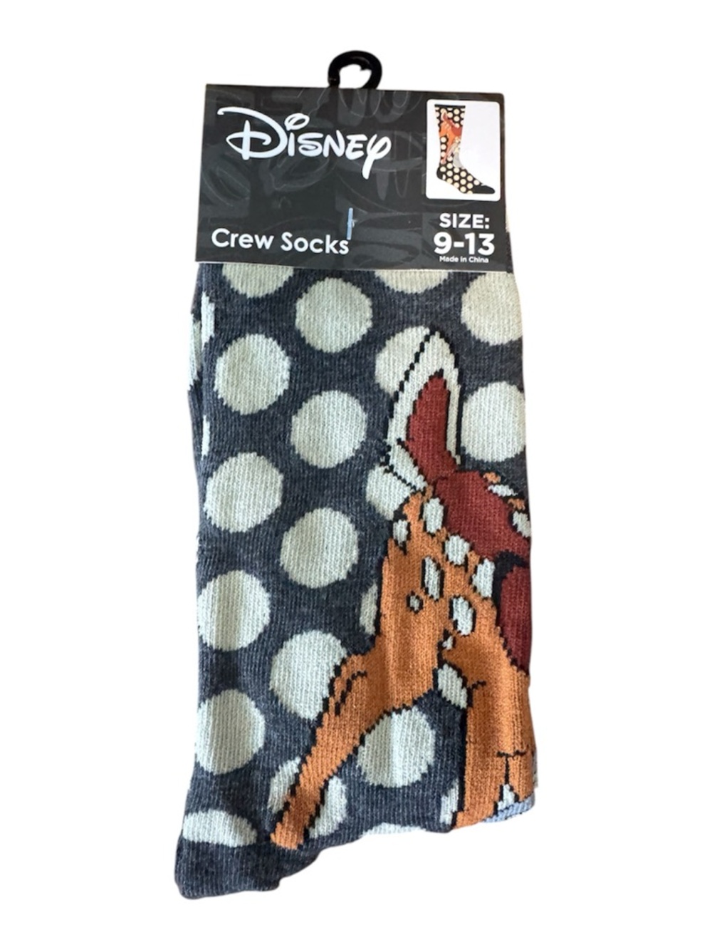 Disney Men’s Bambi Crew Socks - Gray, Cream & Brown